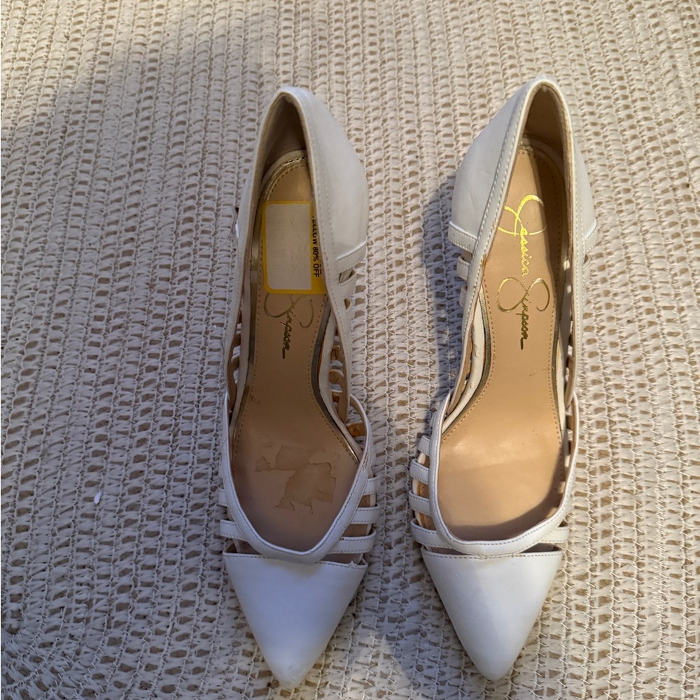 Jessica Simpson White Heels Classic Design